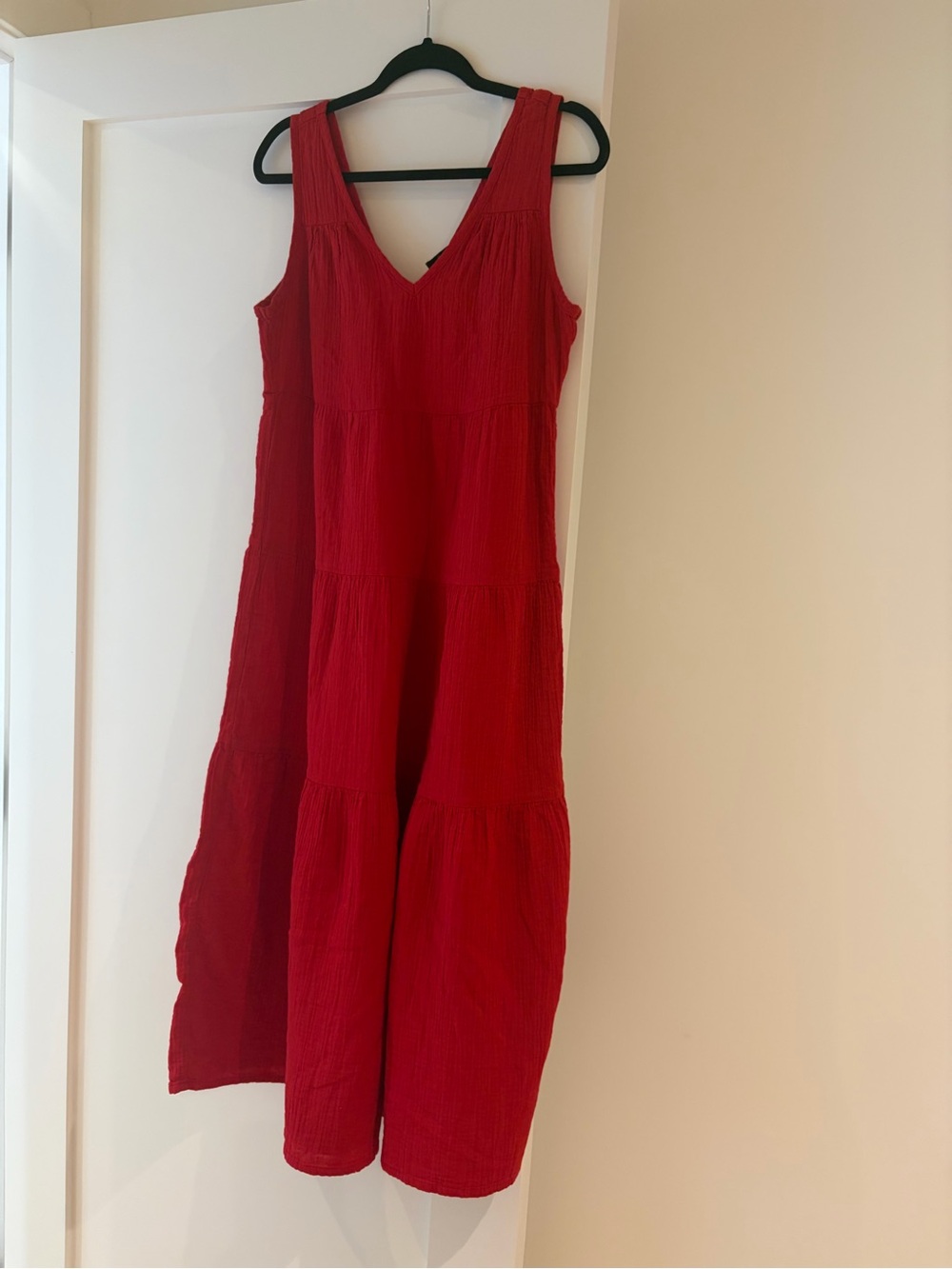 Quince Red Cotton Gauze Maxi Dress